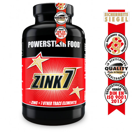 ZINK plus 7 Powerstar Food 120 veg Kapseln a 25mg Chrom Eisen Selen Top